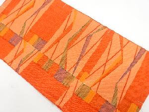 未使用品　手織り真綿紬　抽象模様織り出し名古屋帯